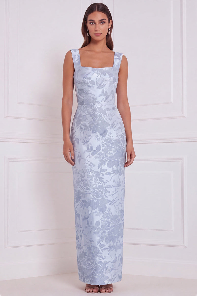 Laden Sie das Bild in den Galerie-Viewer, Salbei-Floral-Scheide mit quadratischem Ausschnitt und langem Brautjungfernkleid