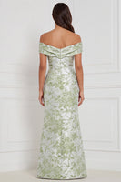 Laden Sie das Bild in den Galerie-Viewer, Florales Salbei-Meerjungfrauenkleid ohne Schulter langes Brautjungfernkleid