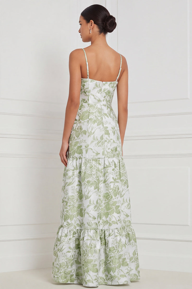 Laden Sie das Bild in den Galerie-Viewer, Hellblaues A-Linien-Sweetheart Floral-Langbrautjungfernkleid mit Schlitz