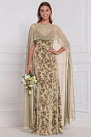 Laden Sie das Bild in den Galerie-Viewer, Schwarzes Burnout Velvet Sheath V-Ausschnitt Langes Brautjungfernkleid mit Umhang