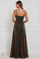 Laden Sie das Bild in den Galerie-Viewer, Braunes Burnout-Samt-A-Line-Cowl-Neck-Langbrautjungfernkleid
