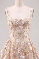 Laden Sie das Bild in den Galerie-Viewer, Aprikosen A-Linie Sweetheart Floral Kurzes Abendkleid mit Pailletten