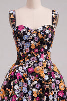 Laden Sie das Bild in den Galerie-Viewer, Aprikosen A-Linie Sweetheart Floral Kurzes Abendkleid mit Pailletten
