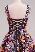 Laden Sie das Bild in den Galerie-Viewer, Aprikosen A-Linie Sweetheart Floral Kurzes Abendkleid mit Pailletten