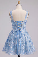 Laden Sie das Bild in den Galerie-Viewer, Aprikosen A-Linie Sweetheart Floral Kurzes Abendkleid mit Pailletten