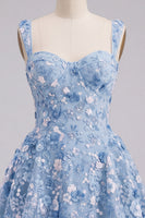 Laden Sie das Bild in den Galerie-Viewer, Aprikosen A-Linie Sweetheart Floral Kurzes Abendkleid mit Pailletten