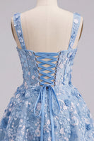 Laden Sie das Bild in den Galerie-Viewer, Aprikosen A-Linie Sweetheart Floral Kurzes Abendkleid mit Pailletten