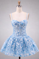 Laden Sie das Bild in den Galerie-Viewer, Aprikosen Korsett Sweetheart Blumen Kurzes Abendkleid