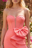 Laden Sie das Bild in den Galerie-Viewer, Gelbes Bodycon-Perlen-Korsett, kurzes Homecoming-Kleid mit seitlicher Schleife