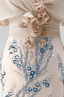 Laden Sie das Bild in den Galerie-Viewer, Glitzerndes Champagner Meerjungfrauen Pailletten Langes Mutter der Braut Kleid mit 3D-Applikationen