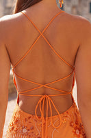 Laden Sie das Bild in den Galerie-Viewer, Aprikosen Bodycon Spaghetti-Träger Perlen Kurzes Abendkleid mit Pailletten