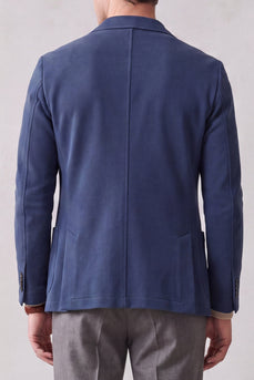 Marineblauer Notch-Revers Einreihige Herrenanzugjacke mit Taschen