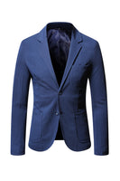 Laden Sie das Bild in den Galerie-Viewer, Marineblauer Notch-Revers einreihige Herrenanzugjacke mit Taschen