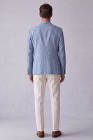 Laden Sie das Bild in den Galerie-Viewer, Staubiger blauer Notch-Revers Herrenblazer mit Taschen