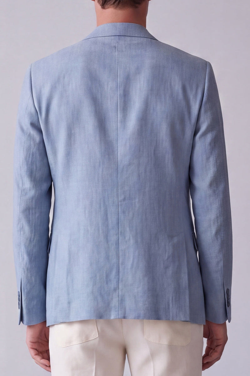 Laden Sie das Bild in den Galerie-Viewer, Staubiger blauer Notch-Revers Herrenblazer mit Taschen