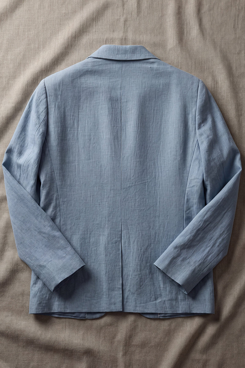 Laden Sie das Bild in den Galerie-Viewer, Staubiger blauer Notch-Revers Herrenblazer mit Taschen