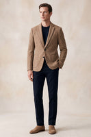 Laden Sie das Bild in den Galerie-Viewer, Khaki Notch Notch Revers einreihiger Herrenblazer mit 2 Knöpfen und Taschen