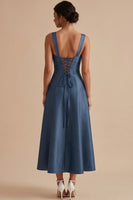 Laden Sie das Bild in den Galerie-Viewer, Twilight A-Linie Quadratisches Midi Hochzeitsgastkleid mit Schleife