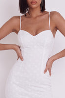 Laden Sie das Bild in den Galerie-Viewer, Weißer Bodycon Sweetheart Spaghettiträger, geblümtes kurzes kleines weißes Kleid