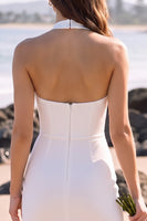 Laden Sie das Bild in den Galerie-Viewer, Weißes Halter-Tüll-Mini-Hochzeitskleid