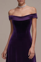 Laden Sie das Bild in den Galerie-Viewer, Pflaumen A-Linie Satin Maxi Samtkleid in A-Linie