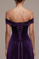 Laden Sie das Bild in den Galerie-Viewer, Pflaumen A-Linie Satin Maxi Samtkleid in A-Linie