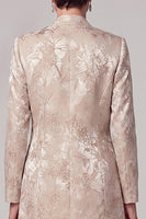 Laden Sie das Bild in den Galerie-Viewer, Champagner-Zweiteiliger Rundhals-Mantel Jacquard Langes Mutter-der-der-Braut-Kleid mit Jacke