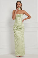 Laden Sie das Bild in den Galerie-Viewer, Mintgrünes Sheath Cowl Gerafftes Maxi Brautjungfernkleid