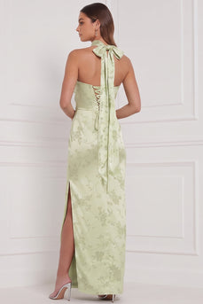 Mintgrünes Sheath Cowl Gerafftes Maxi Brautjungfernkleid