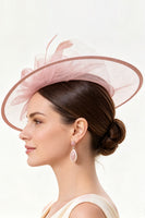 Laden Sie das Bild in den Galerie-Viewer, Champagner Crinoline Blumennetz Fascinatorhut mit Federn
