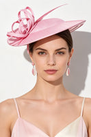 Laden Sie das Bild in den Galerie-Viewer, Pink-Looped Crinoline-Bänder Fascinatorhut mit Federfedern