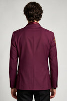 Laden Sie das Bild in den Galerie-Viewer, Notch-Revers-Burgundgrüner Blumenblazer mit einreihiger Herrenabschlussball