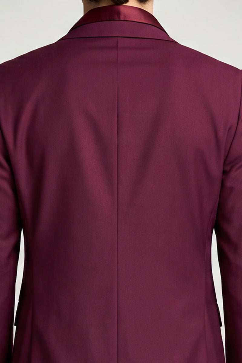 Laden Sie das Bild in den Galerie-Viewer, Notch-Revers-Burgundgrüner Blumenblazer mit einreihiger Herrenabschlussball