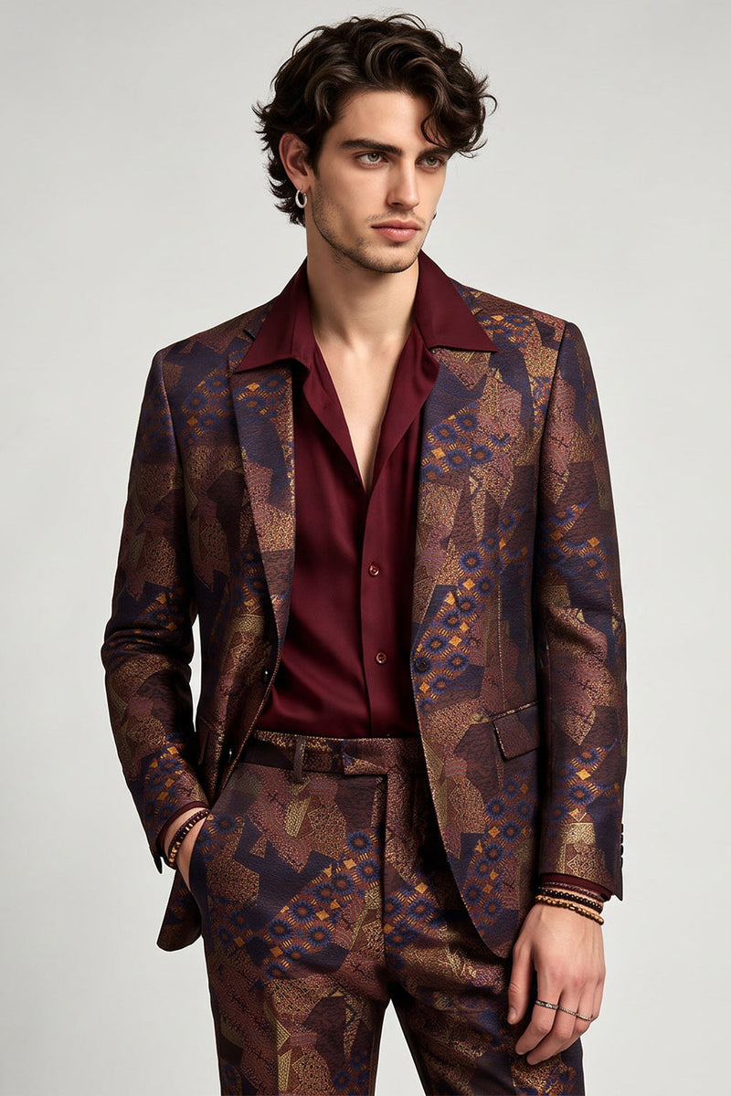 Laden Sie das Bild in den Galerie-Viewer, Einreihiger Revers-Bronzer Herren-Abschlussblazer