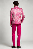 Laden Sie das Bild in den Galerie-Viewer, 2-teilige Fuchsia Notch Revers einreihige bedruckte Herrenabschlussballanzüge
