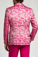 Laden Sie das Bild in den Galerie-Viewer, 2-teilige Fuchsia Notch Revers einreihige bedruckte Herrenabschlussballanzüge