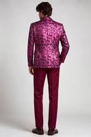 Laden Sie das Bild in den Galerie-Viewer, 2-teilige Fuchsia Notch Revers einreihige bedruckte Herrenabschlussballanzüge