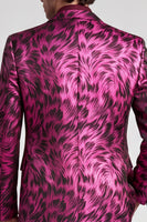 Laden Sie das Bild in den Galerie-Viewer, 2-teilige Fuchsia Notch Revers einreihige bedruckte Herrenabschlussballanzüge
