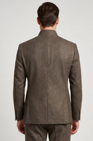 Laden Sie das Bild in den Galerie-Viewer, Brauner Slim Fit Herren-Abschlussball-Blazer mit Stehkragen