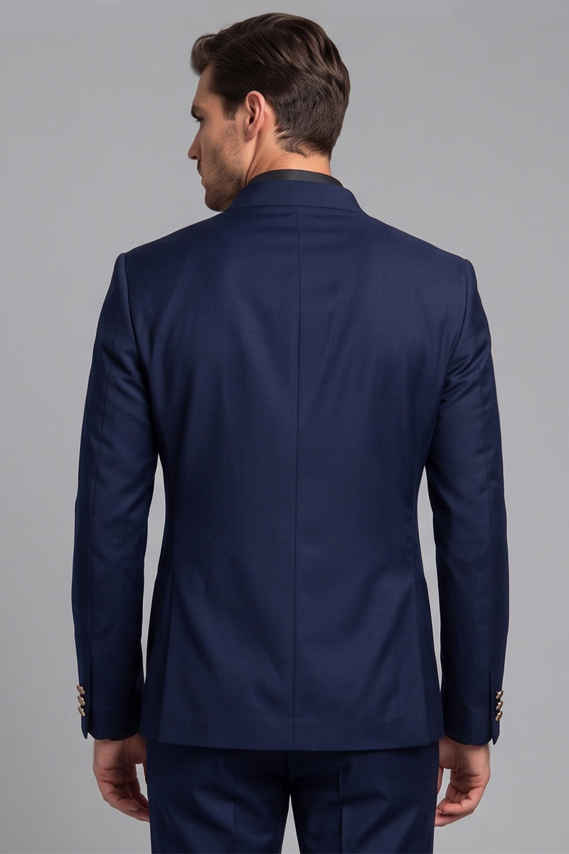Laden Sie das Bild in den Galerie-Viewer, Claret einreihiger Herren-Abschlussball-Blazer mit Stehkragen