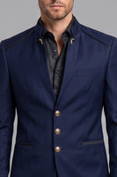 Laden Sie das Bild in den Galerie-Viewer, Claret einreihiger Herren-Abschlussball-Blazer mit Stehkragen