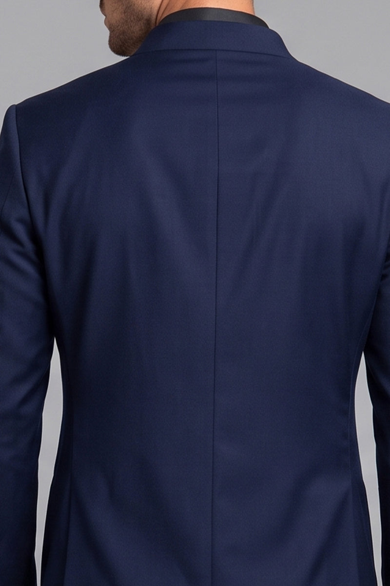 Laden Sie das Bild in den Galerie-Viewer, Claret einreihiger Herren-Abschlussball-Blazer mit Stehkragen