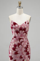 Laden Sie das Bild in den Galerie-Viewer, Rosa Pailletten Meerjungfrauen Trägerloses Abnehmbares Tüll-Drapiertes Langes Abschlussballkleid mit Schlitz