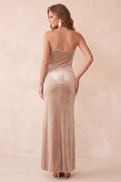 Laden Sie das Bild in den Galerie-Viewer, Olive Samt Sheath Trägerloses Langes Weihnachtsfestkleid