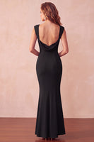 Laden Sie das Bild in den Galerie-Viewer, Schwarzes Meerjungfrau Sweetheart Langes Hochzeitsgastkleid