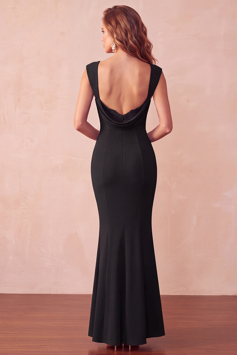 Laden Sie das Bild in den Galerie-Viewer, Schwarzes Meerjungfrau Sweetheart Langes Hochzeitsgastkleid