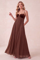 Laden Sie das Bild in den Galerie-Viewer, Kaffee A-Line Sweetheart Plissiertes Maxikleid mit Taschen