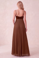 Laden Sie das Bild in den Galerie-Viewer, Kaffee A-Line Sweetheart Plissiertes Maxikleid mit Taschen