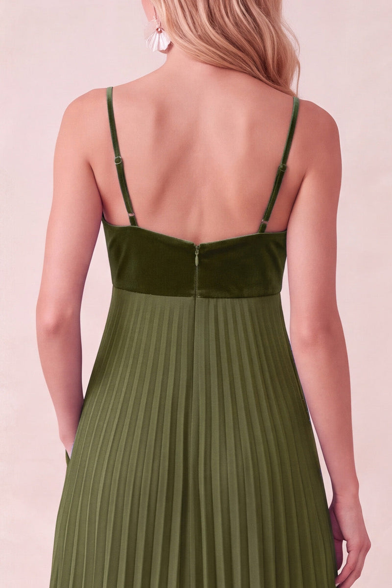 Laden Sie das Bild in den Galerie-Viewer, Kaffee A-Line Sweetheart Plissiertes Maxikleid mit Taschen