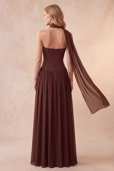 Kaffee Korsett Sweetheart A-Linie Langes Festkleid mit Strass